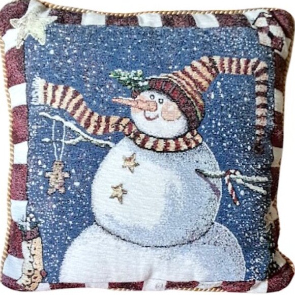 Sandi Gore Evans, Snowman Throw Pillow 15 x15 - Picture 1 of 5